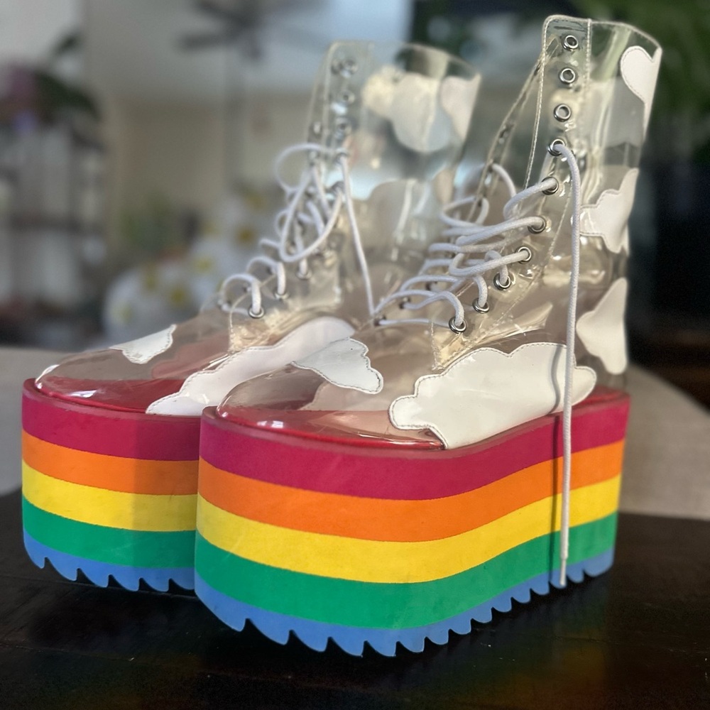 Rainbow cloud Dolls Kill Platform Boots - image 1